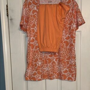 Blair Women's Orange and White Floral Tee with capri pants